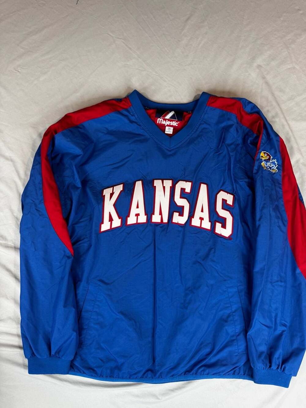 Vintage Gear For Sports NCAA Kansas Jayhawks Blue Pullover Jacket Men Size XXL